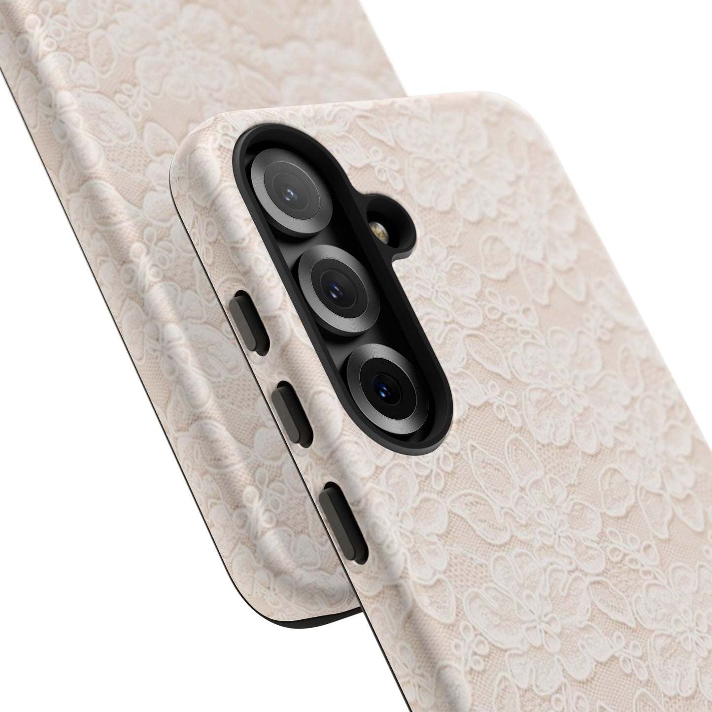Floral Lace Tough Phone Case – Vintage Ivory Protective Cover