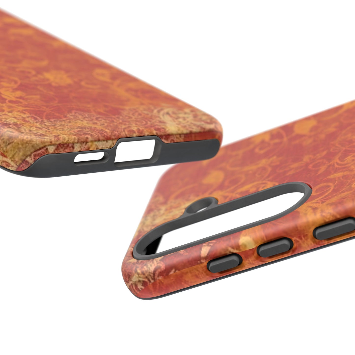 Floral Autumn iPhone Tough Case — Orange Vintage Scroll Design