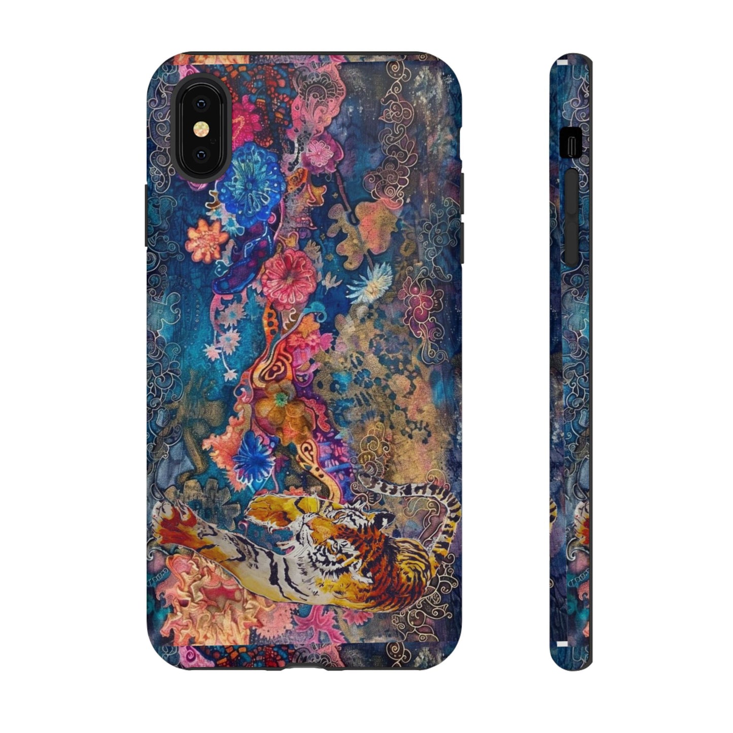 Phone Case - Colorful Floral Tiger Tough Case