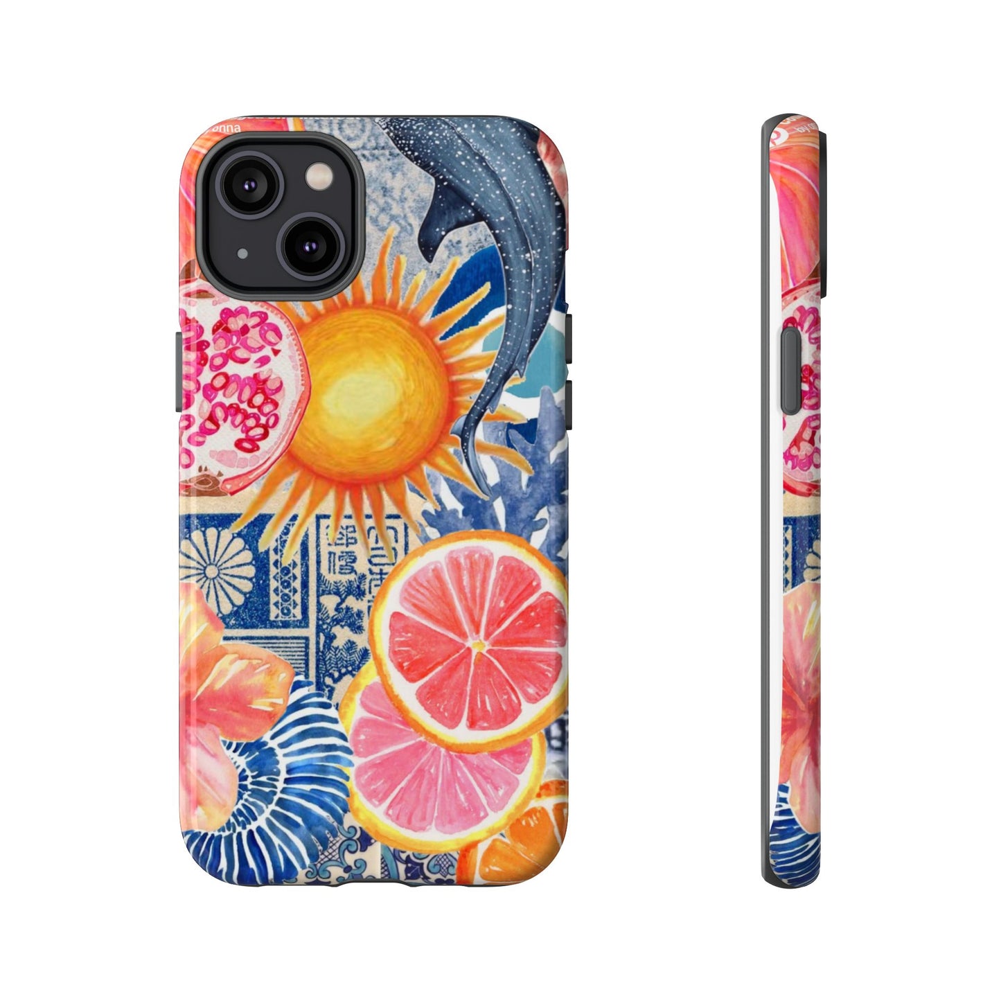 Tough Cases — Tropical Citrus Sun & Dolphin Phone Case