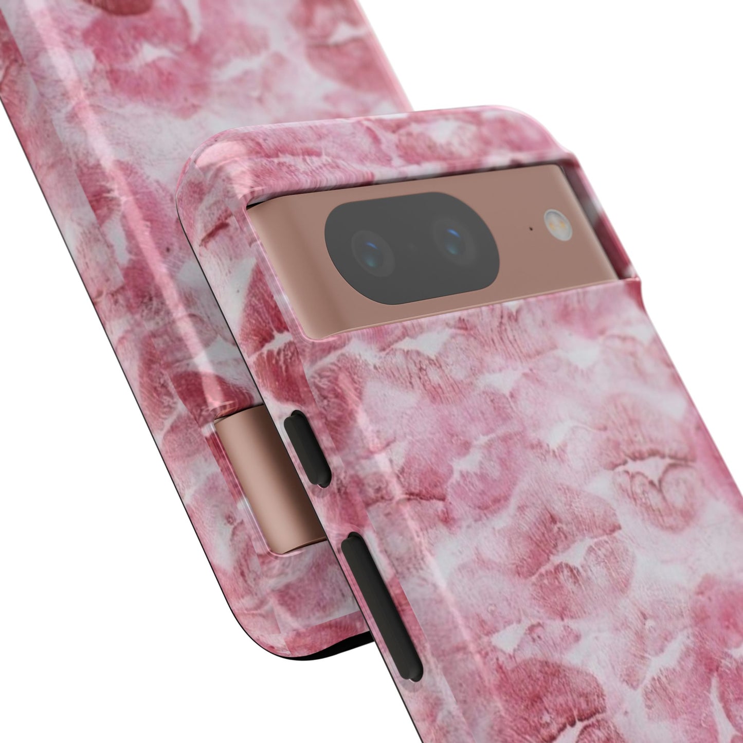 Kiss Print Tough Phone Case — Pink Marble Lip Pattern, Protective iPhone Cover