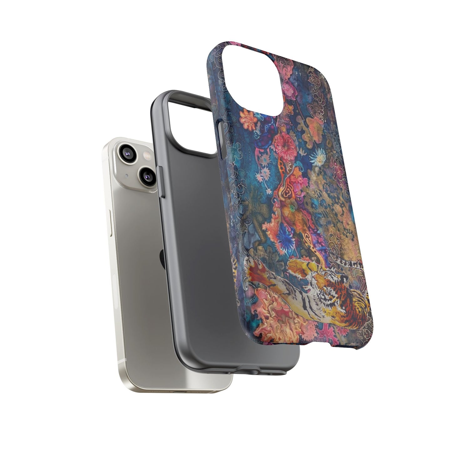 Phone Case - Colorful Floral Tiger Tough Case