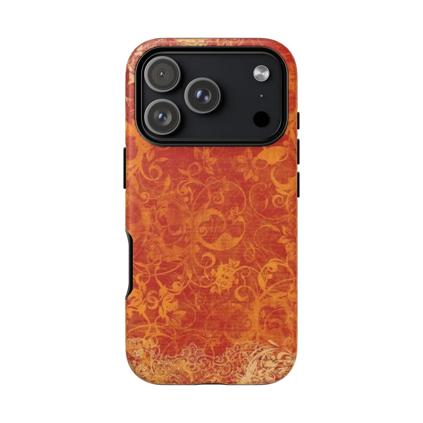 Floral Autumn iPhone Tough Case — Orange Vintage Scroll Design