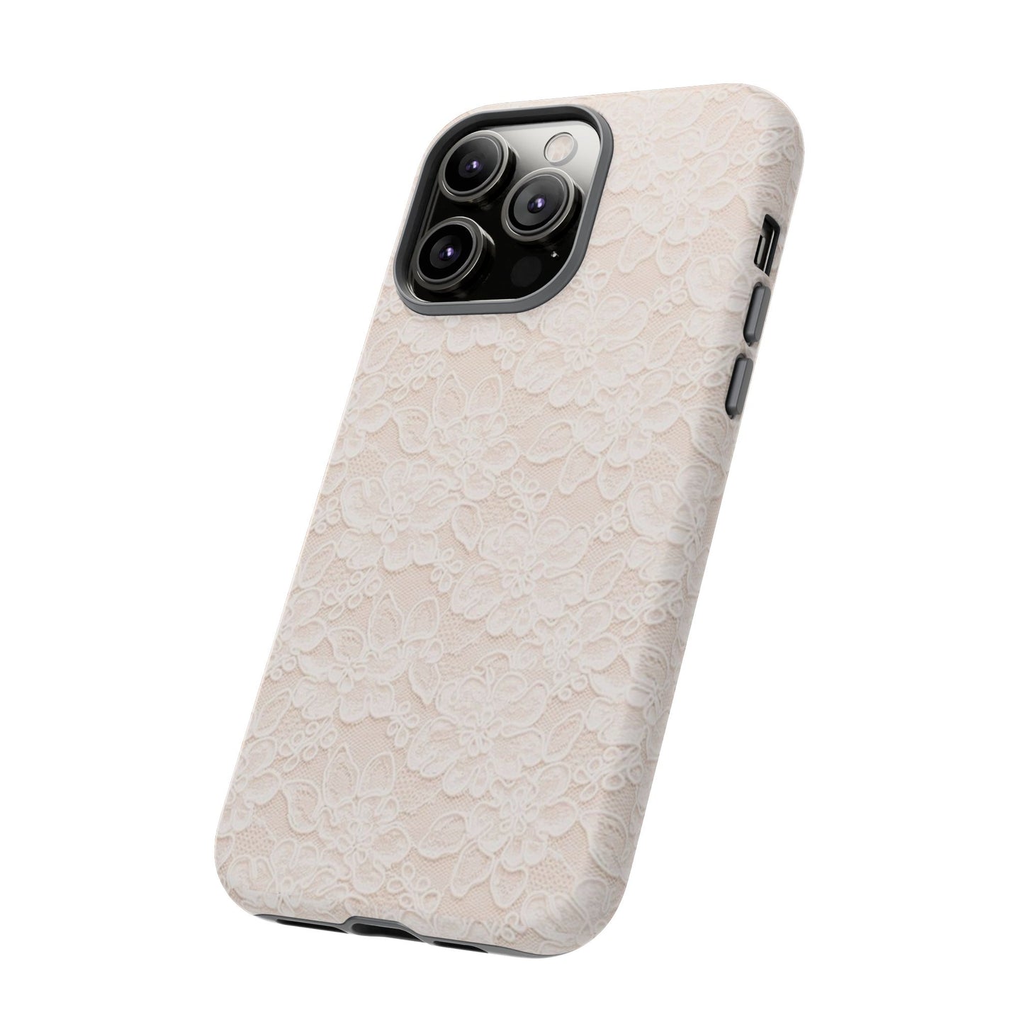 Floral Lace Tough Phone Case – Vintage Ivory Protective Cover