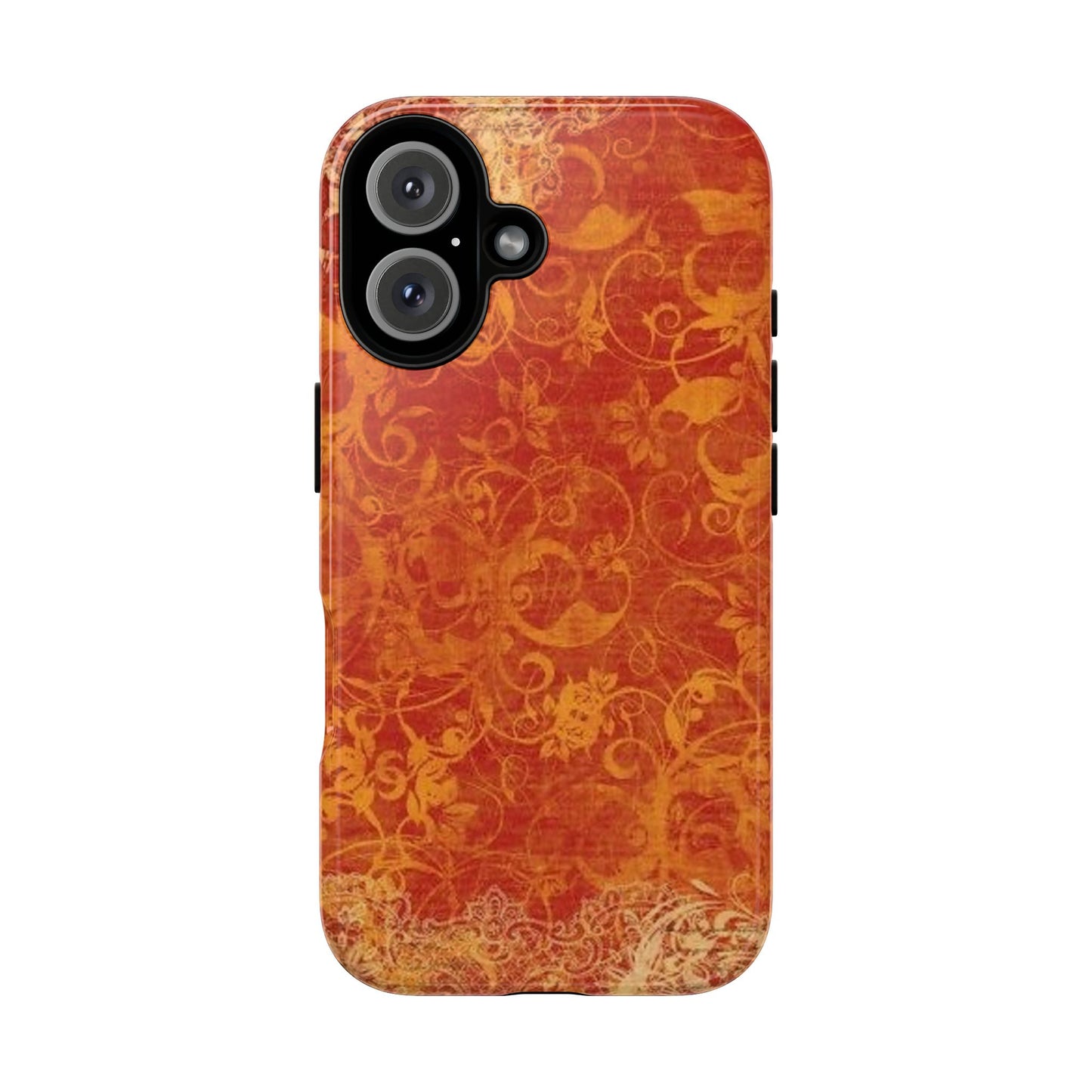 Floral Autumn iPhone Tough Case — Orange Vintage Scroll Design