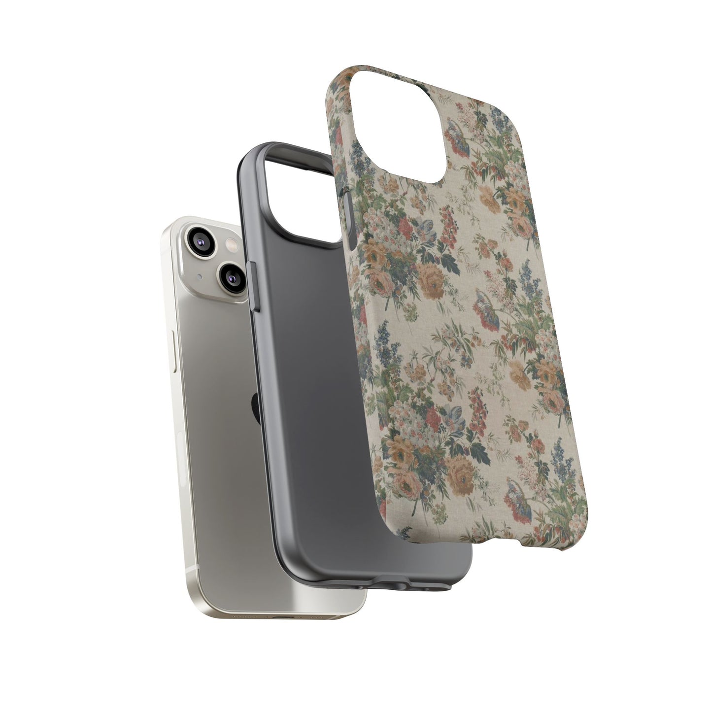 Floral Vintage Tough Phone Case – Antique Rose Pattern