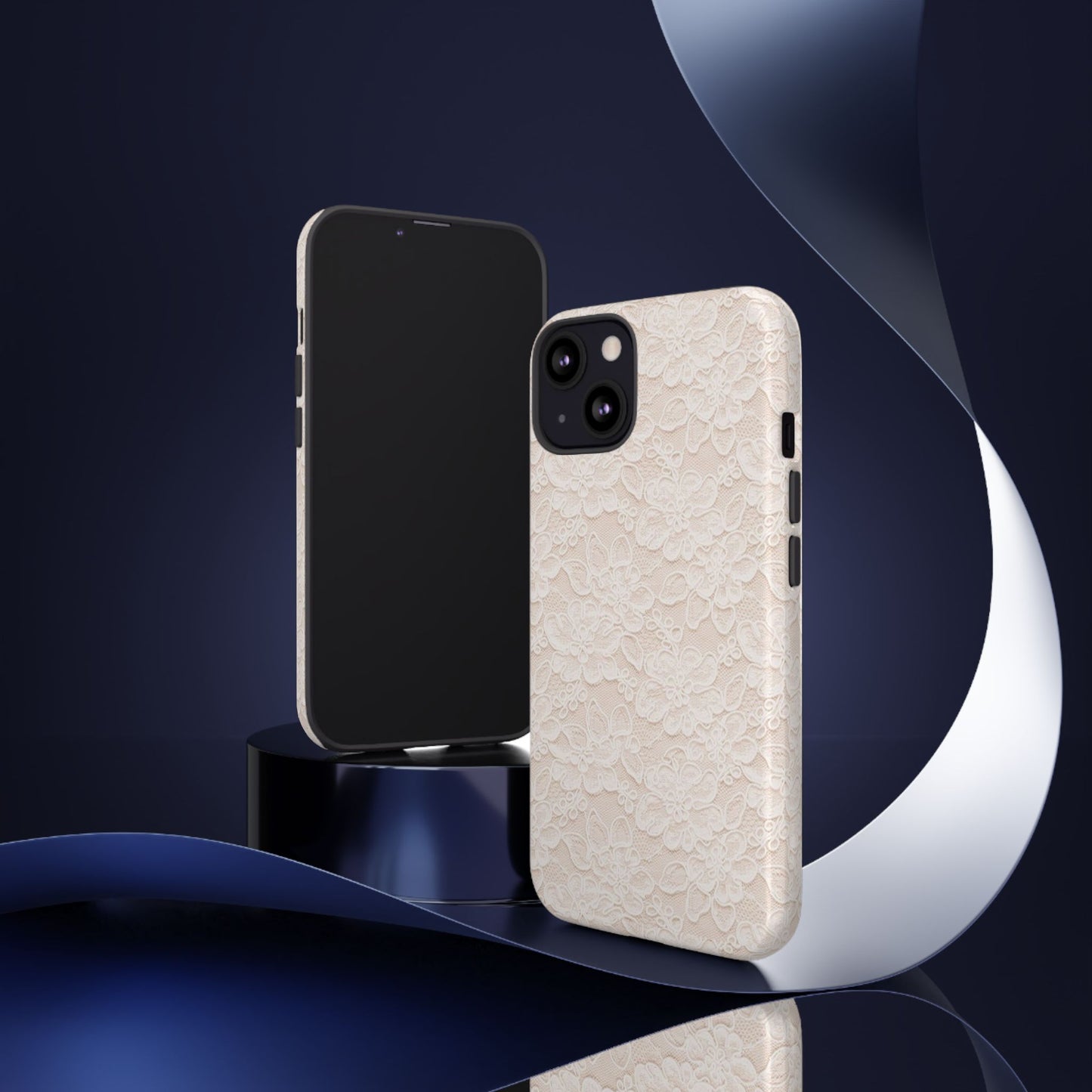 Floral Lace Tough Phone Case – Vintage Ivory Protective Cover