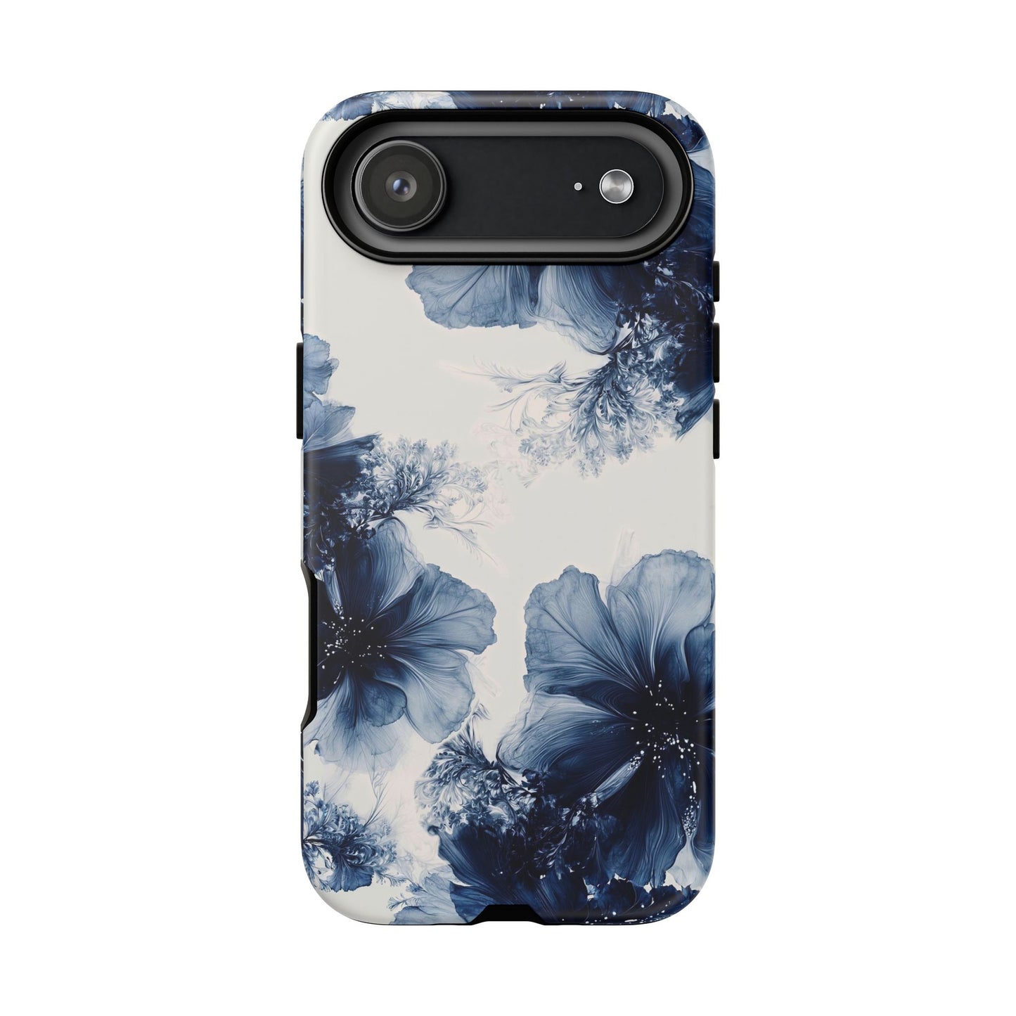 Floral Indigo Tough Phone Case — Blue Botanical Protective Cover