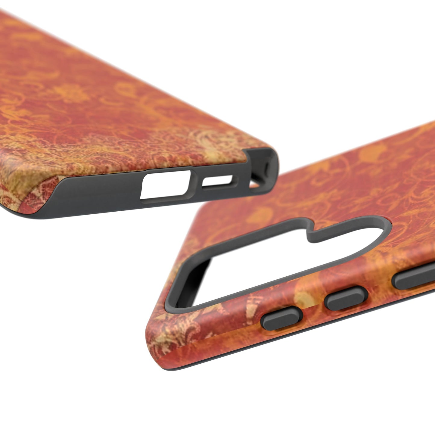 Floral Autumn iPhone Tough Case — Orange Vintage Scroll Design