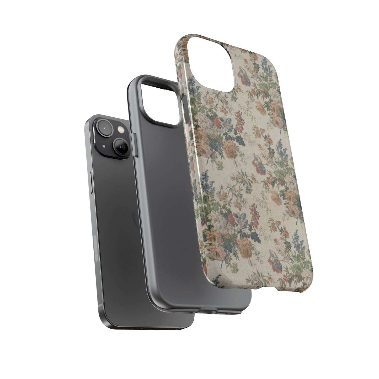 Floral Vintage Tough Phone Case – Antique Rose Pattern