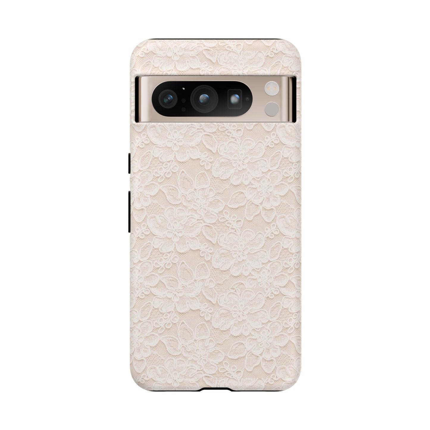 Floral Lace Tough Phone Case – Vintage Ivory Protective Cover