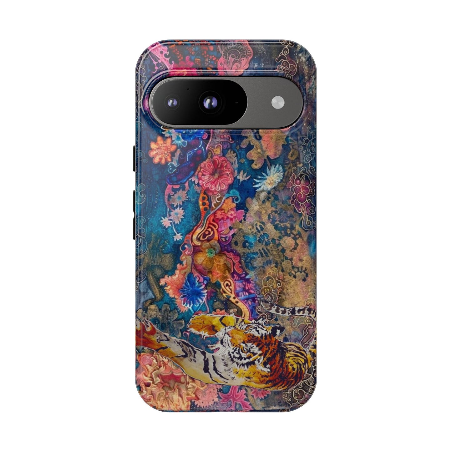 Phone Case - Colorful Floral Tiger Tough Case