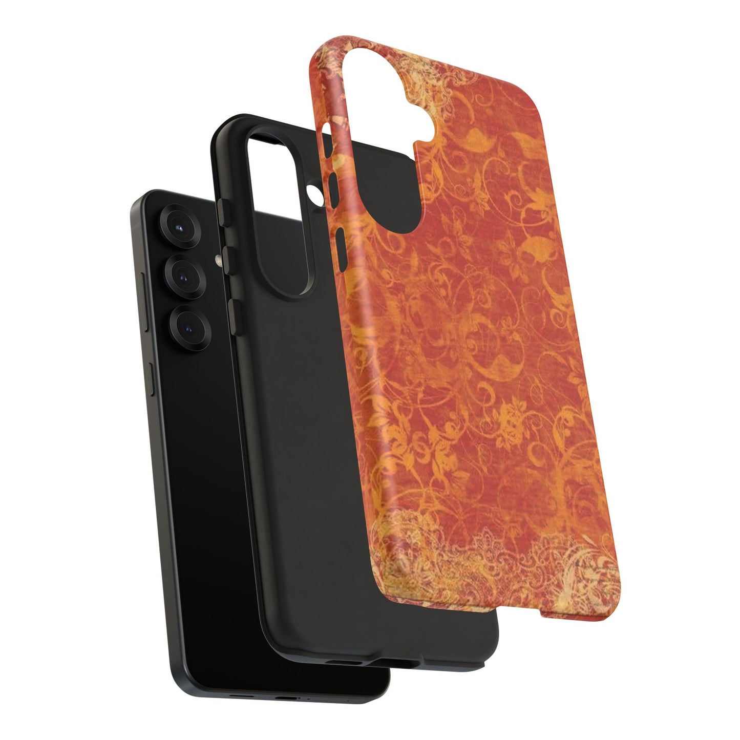 Floral Autumn iPhone Tough Case — Orange Vintage Scroll Design