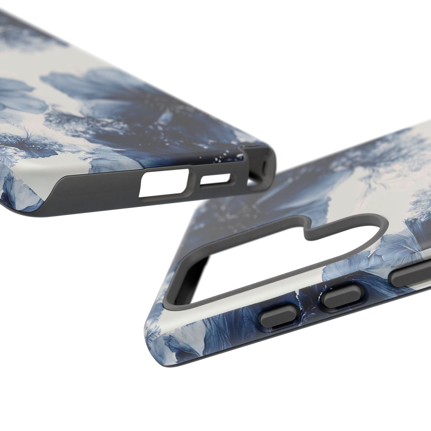 Floral Indigo Tough Phone Case — Blue Botanical Protective Cover