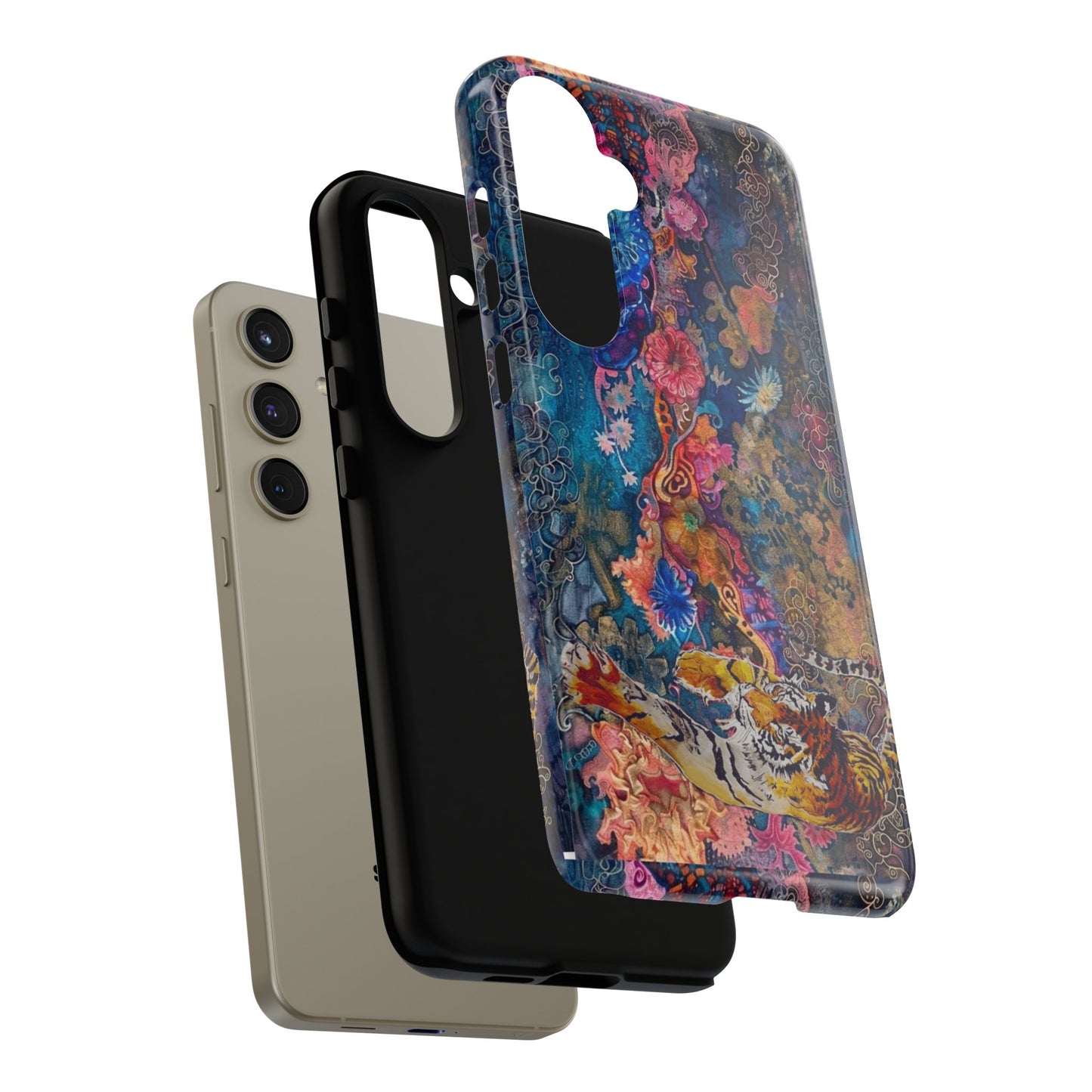 Phone Case - Colorful Floral Tiger Tough Case