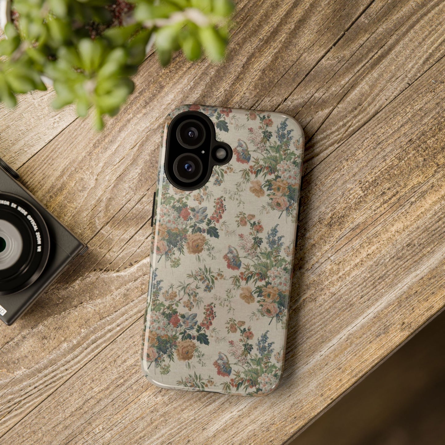 Floral Vintage Tough Phone Case – Antique Rose Pattern