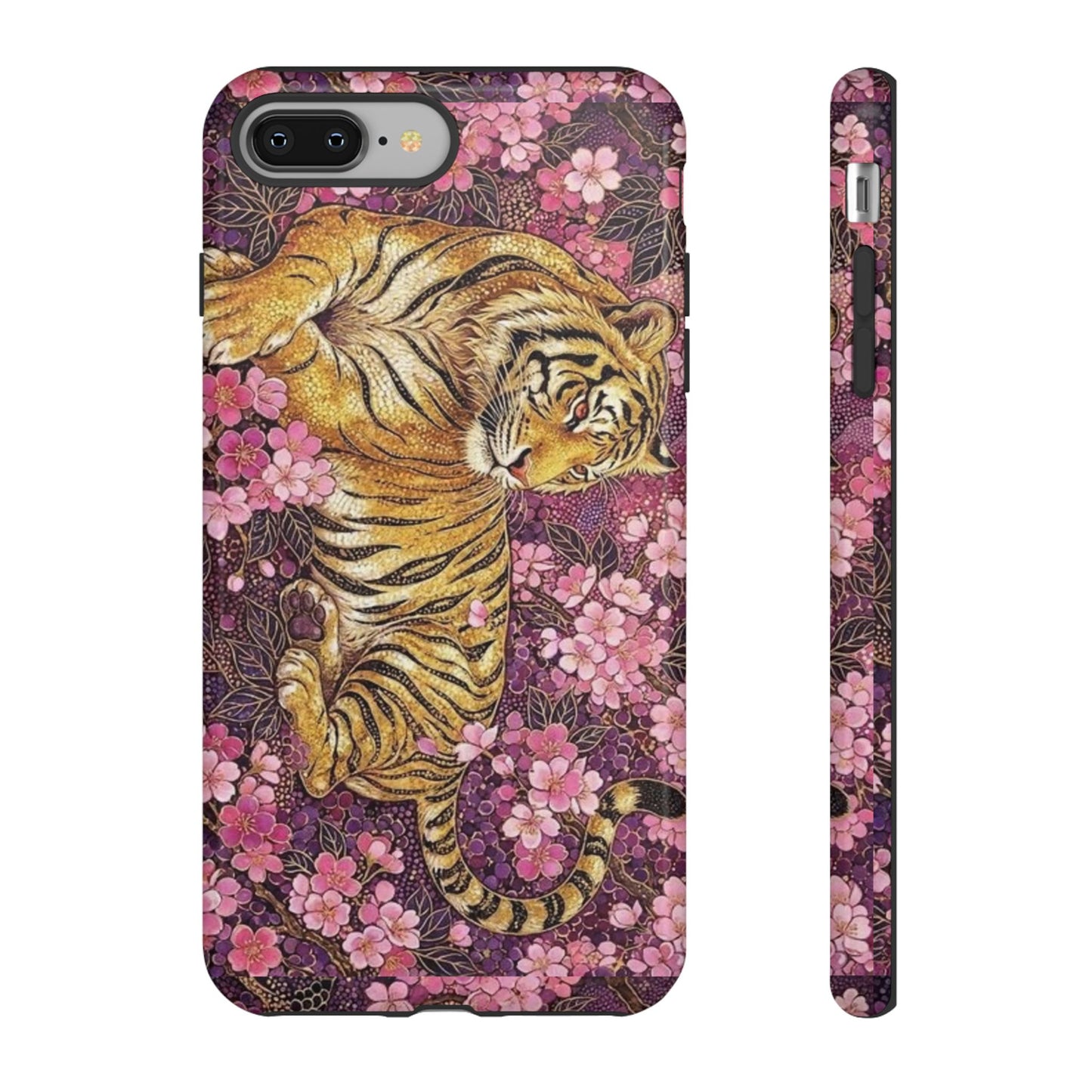 Tiger Floral Phone Case — Vintage Sakura Heavy-Duty Protective Cover