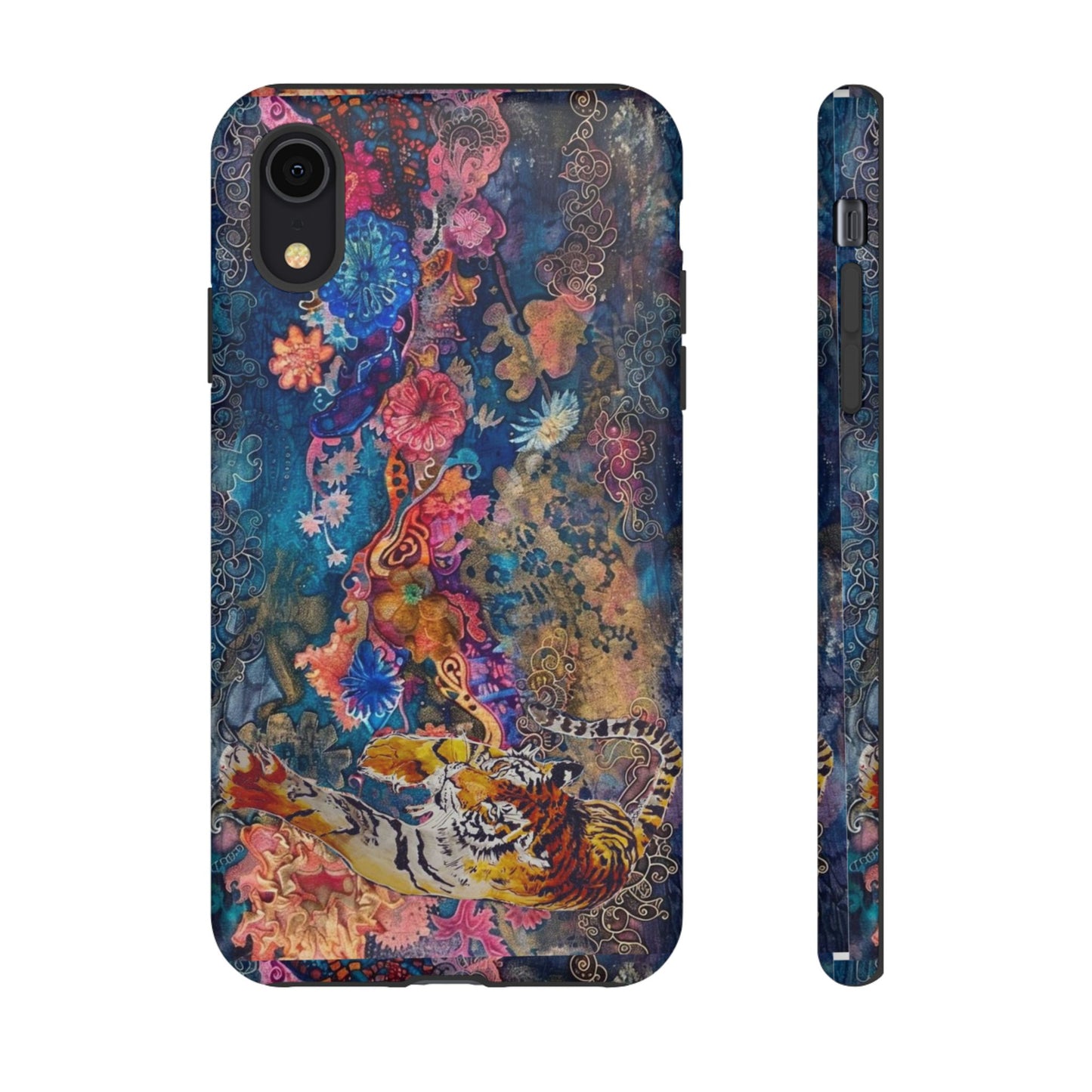 Phone Case - Colorful Floral Tiger Tough Case