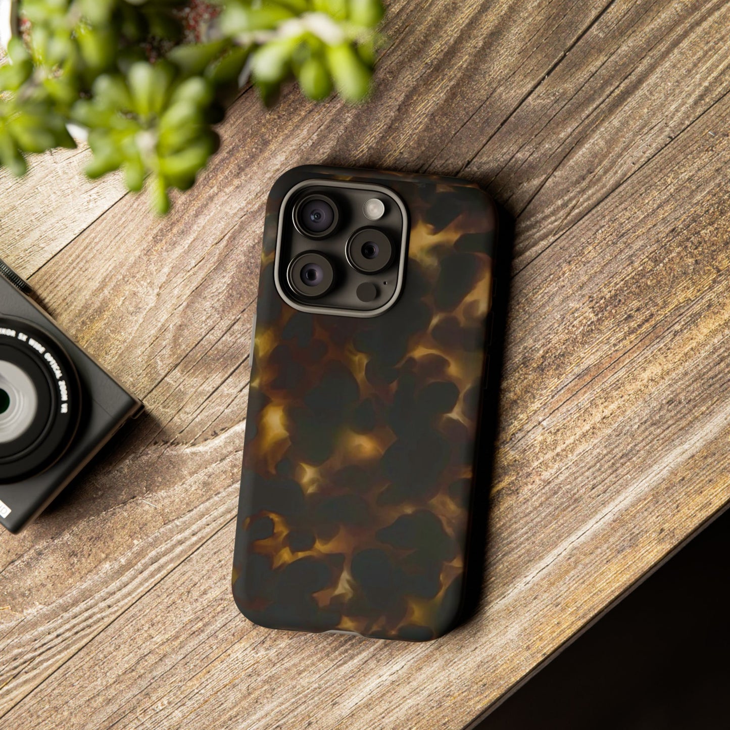 Tortoiseshell Phone Case — Protective Tough Case with Classic Brown Pattern