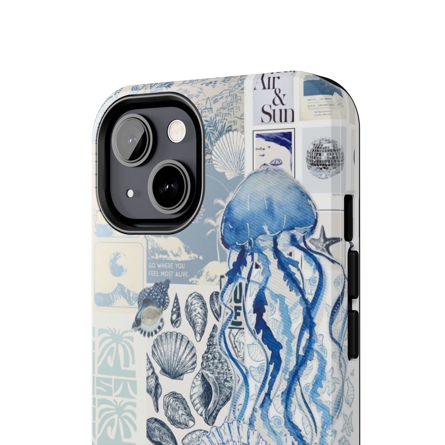 Sea Collage Tough Phone Case — Blue Jellyfish & Shells Coastal Design