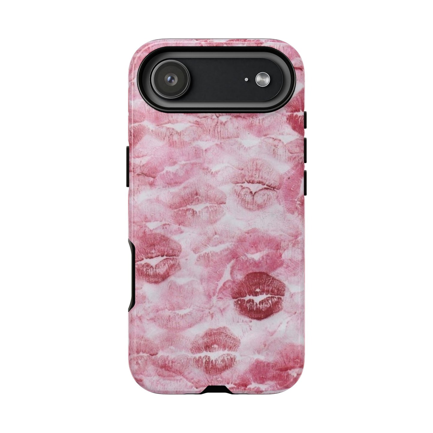 Kiss Print Tough Phone Case — Pink Marble Lip Pattern, Protective iPhone Cover