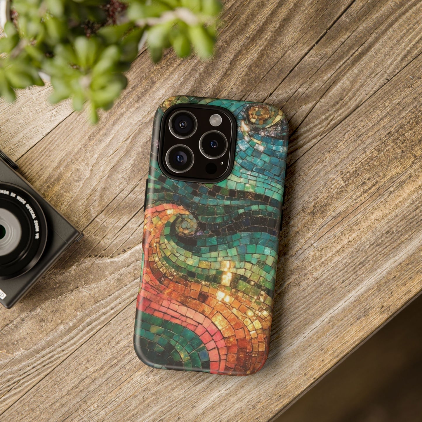 Mosaic Wave Phone Case – Colorful Artistic Tile Design Tough Case