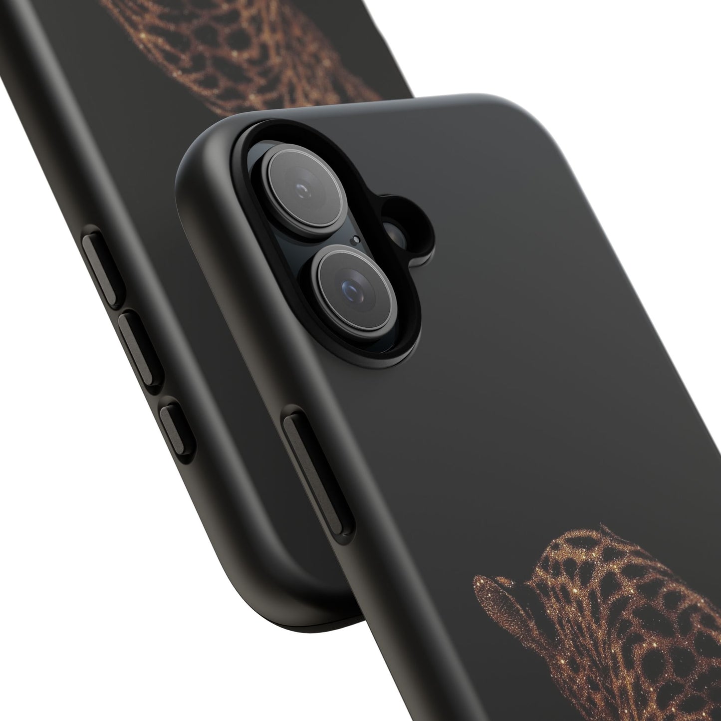 Leopard Print Tough Phone Case - Sleek Black Protective Cover