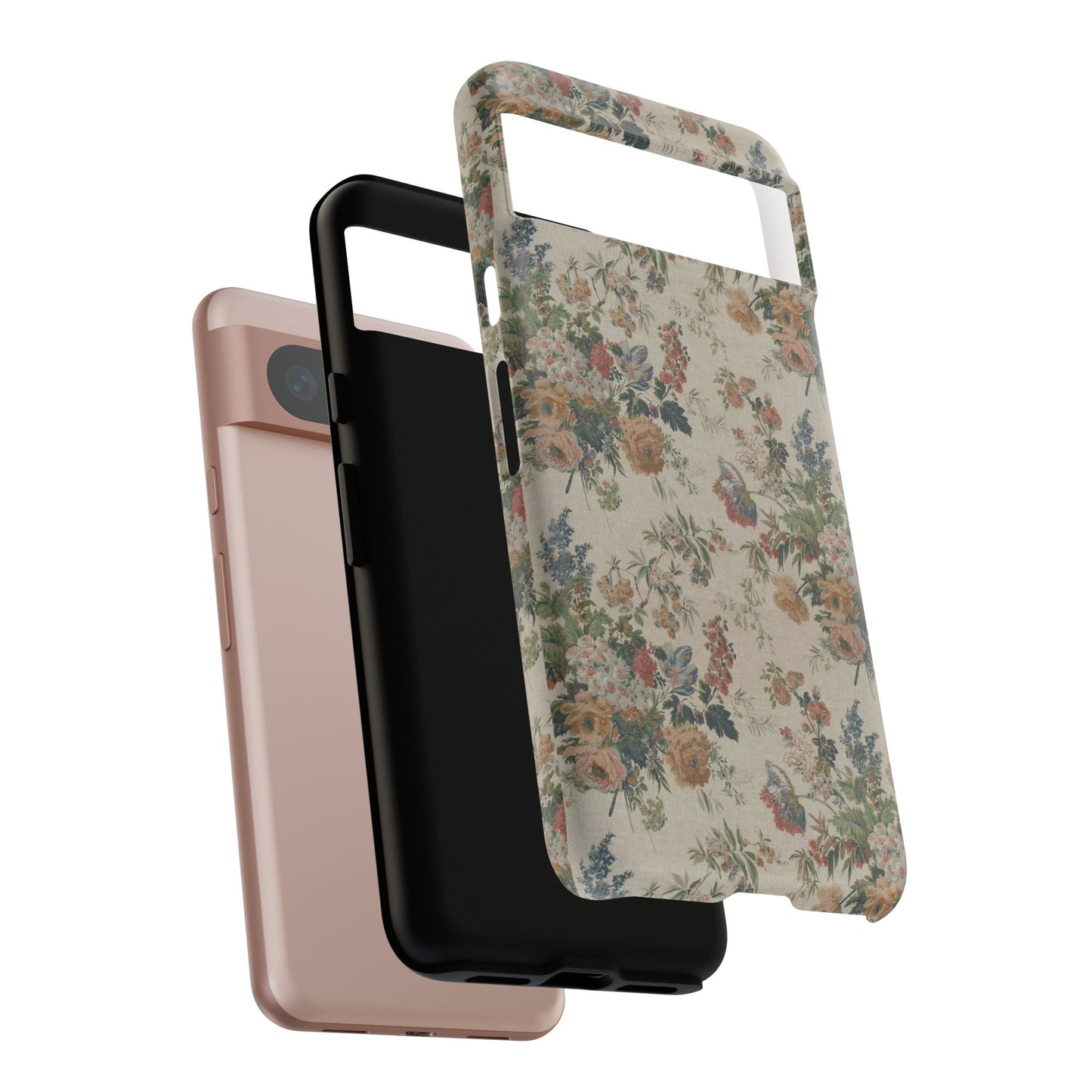 Floral Vintage Tough Phone Case – Antique Rose Pattern