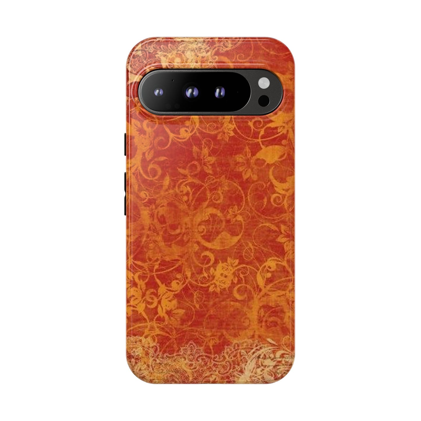 Floral Autumn iPhone Tough Case — Orange Vintage Scroll Design