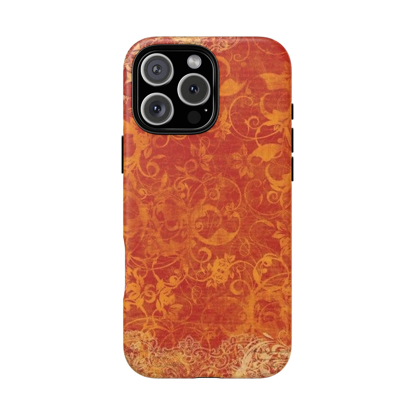 Floral Autumn iPhone Tough Case — Orange Vintage Scroll Design