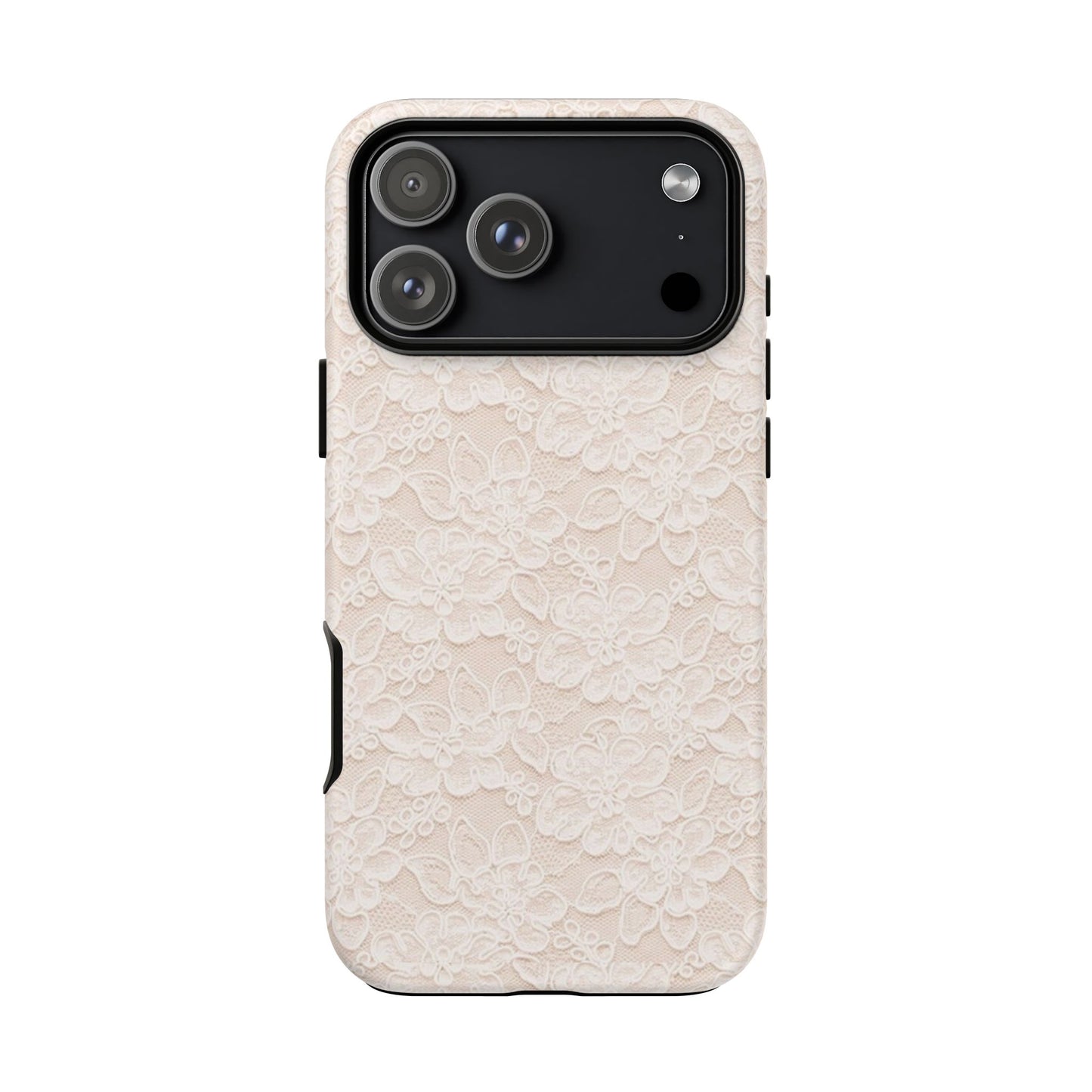 Floral Lace Tough Phone Case – Vintage Ivory Protective Cover