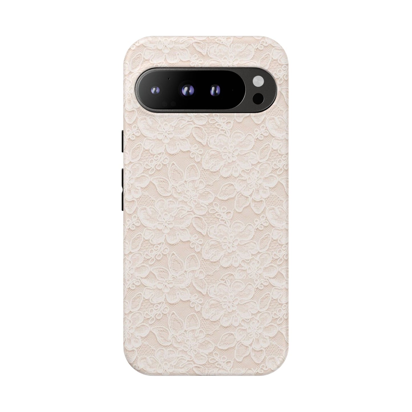 Floral Lace Tough Phone Case – Vintage Ivory Protective Cover