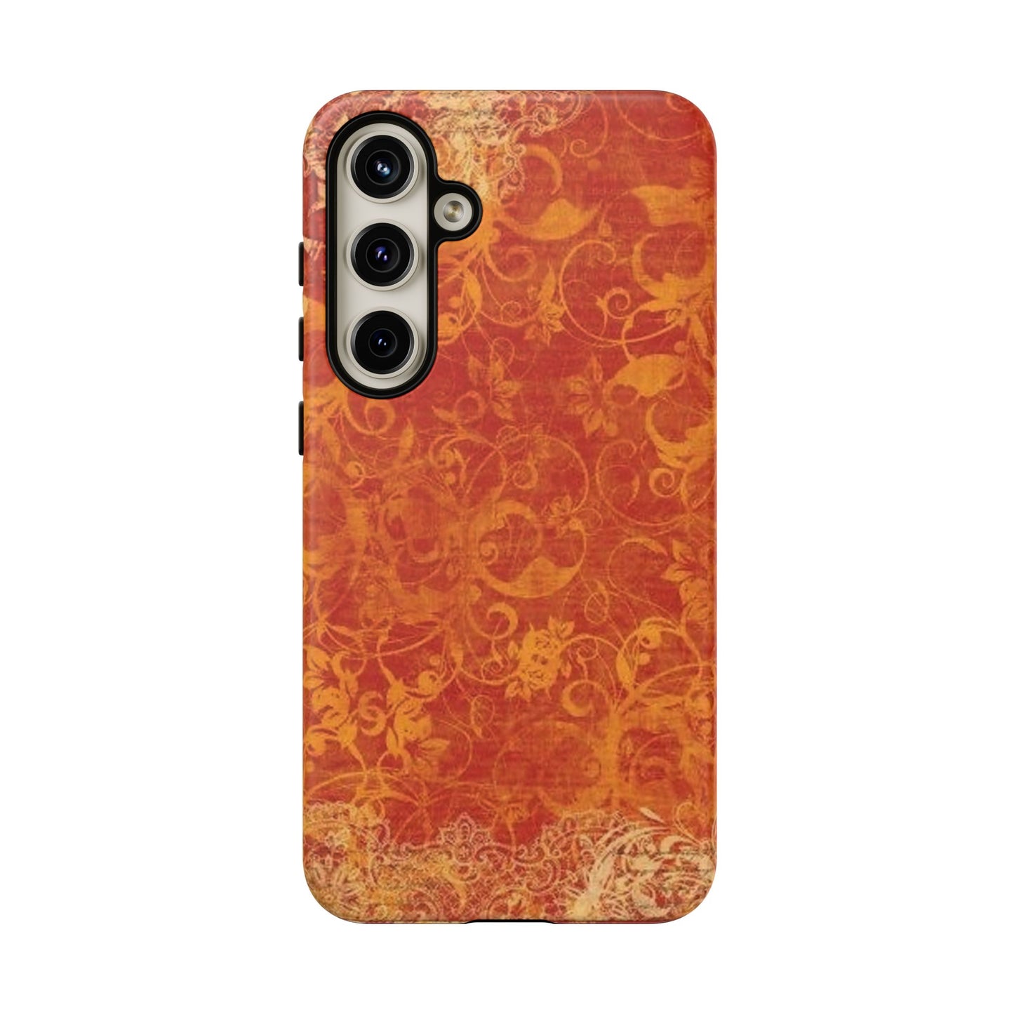 Floral Autumn iPhone Tough Case — Orange Vintage Scroll Design