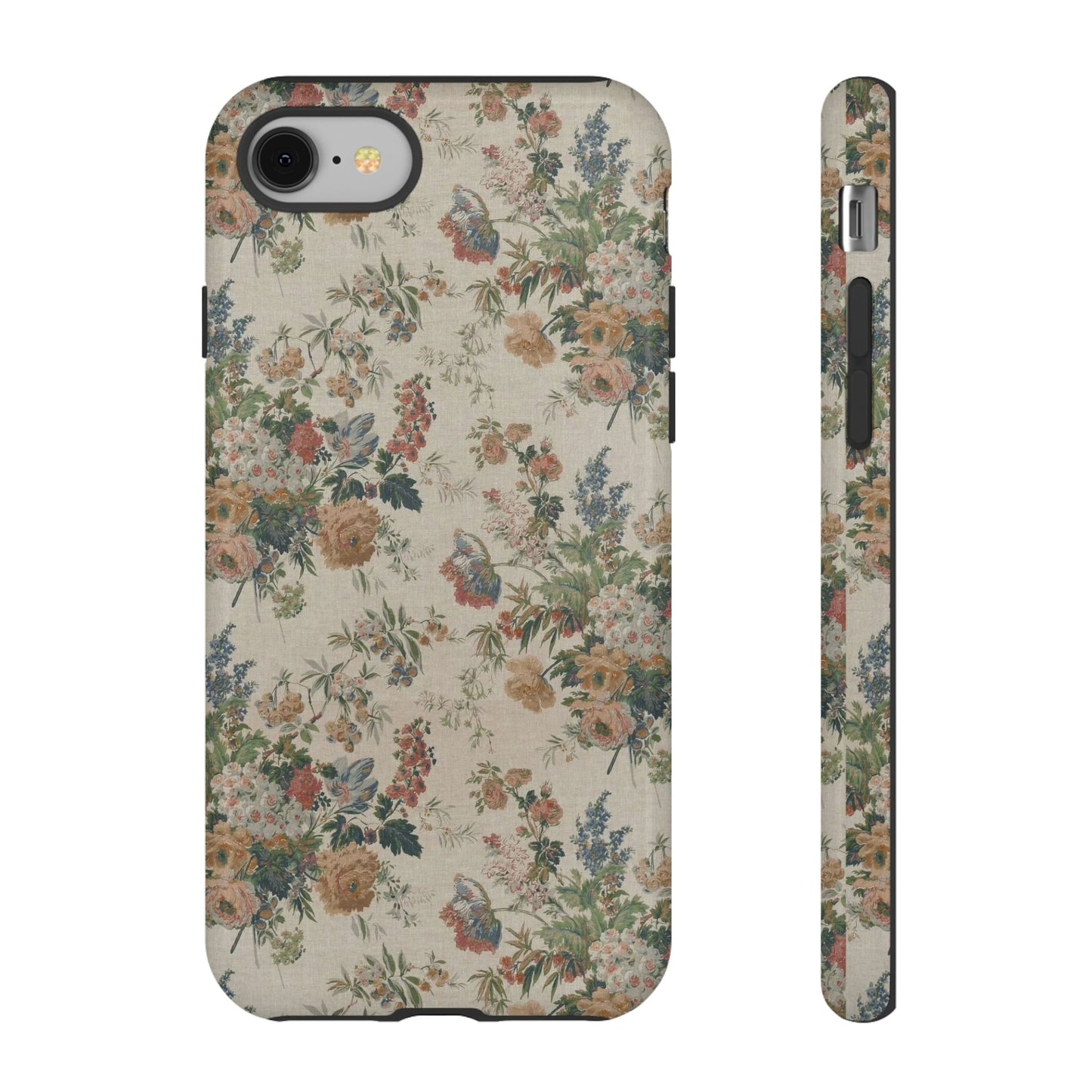 Floral Vintage Tough Phone Case – Antique Rose Pattern