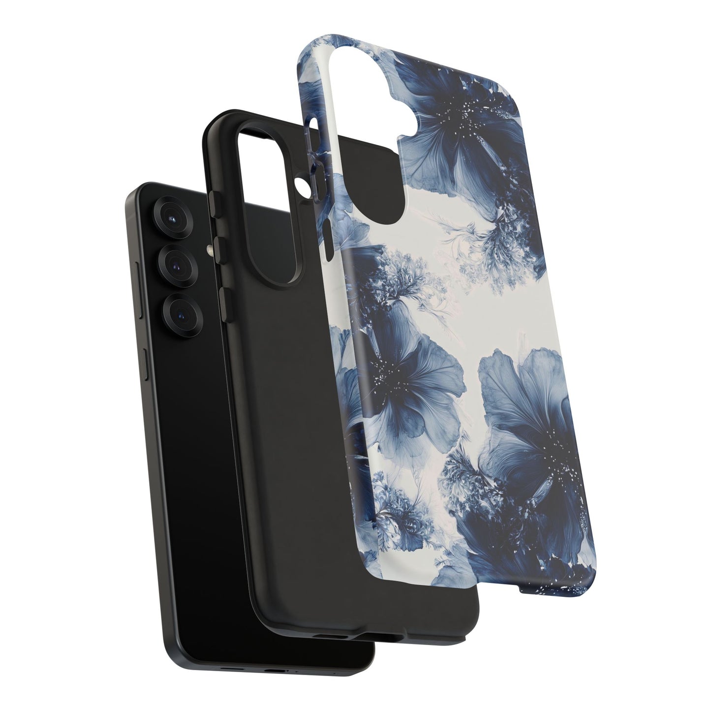 Floral Indigo Tough Phone Case — Blue Botanical Protective Cover