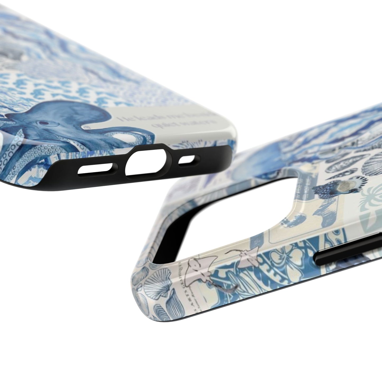 Sea Collage Tough Phone Case — Blue Jellyfish & Shells Coastal Design