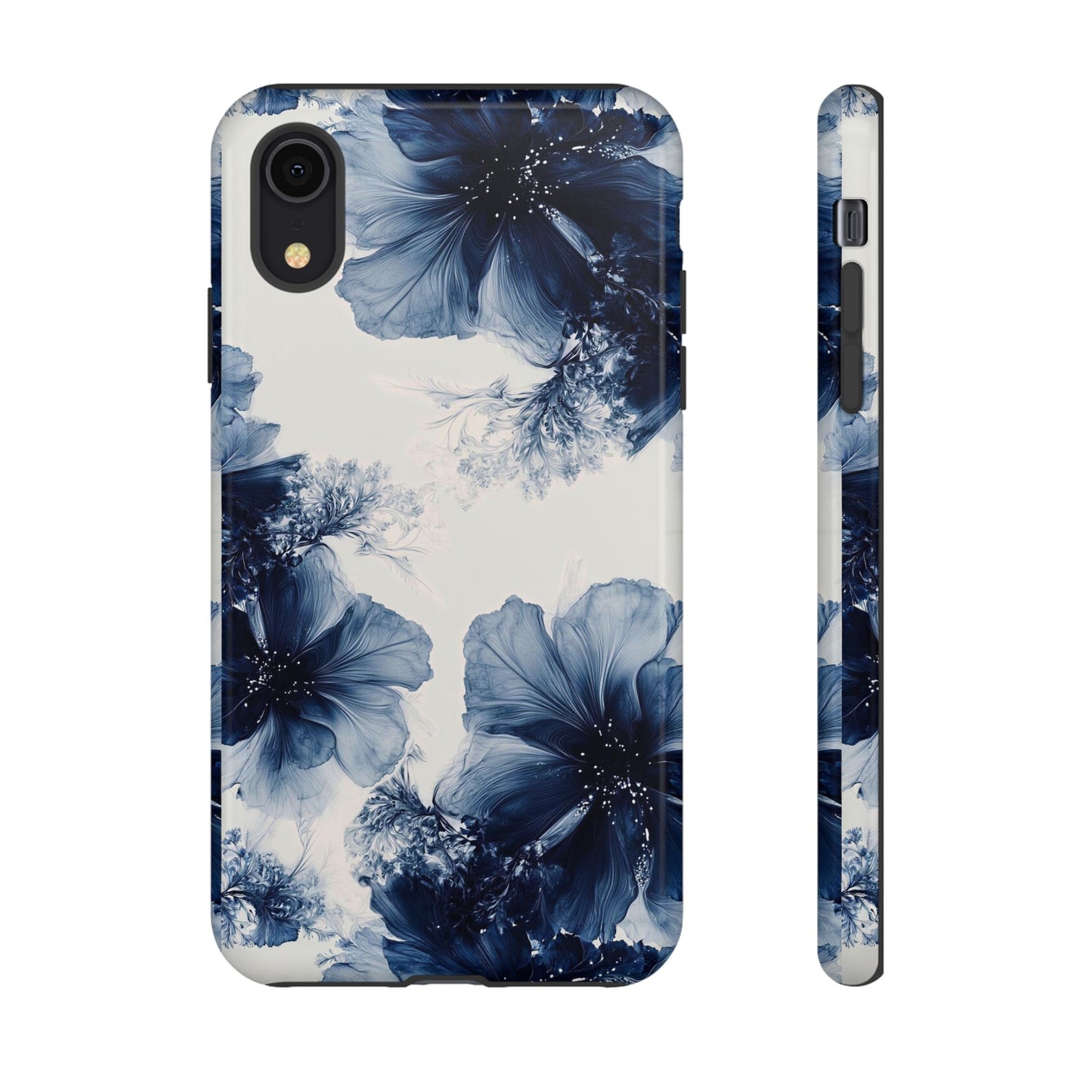 Floral Indigo Tough Phone Case — Blue Botanical Protective Cover