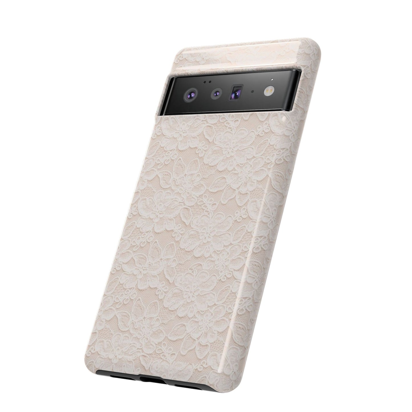 Floral Lace Tough Phone Case – Vintage Ivory Protective Cover