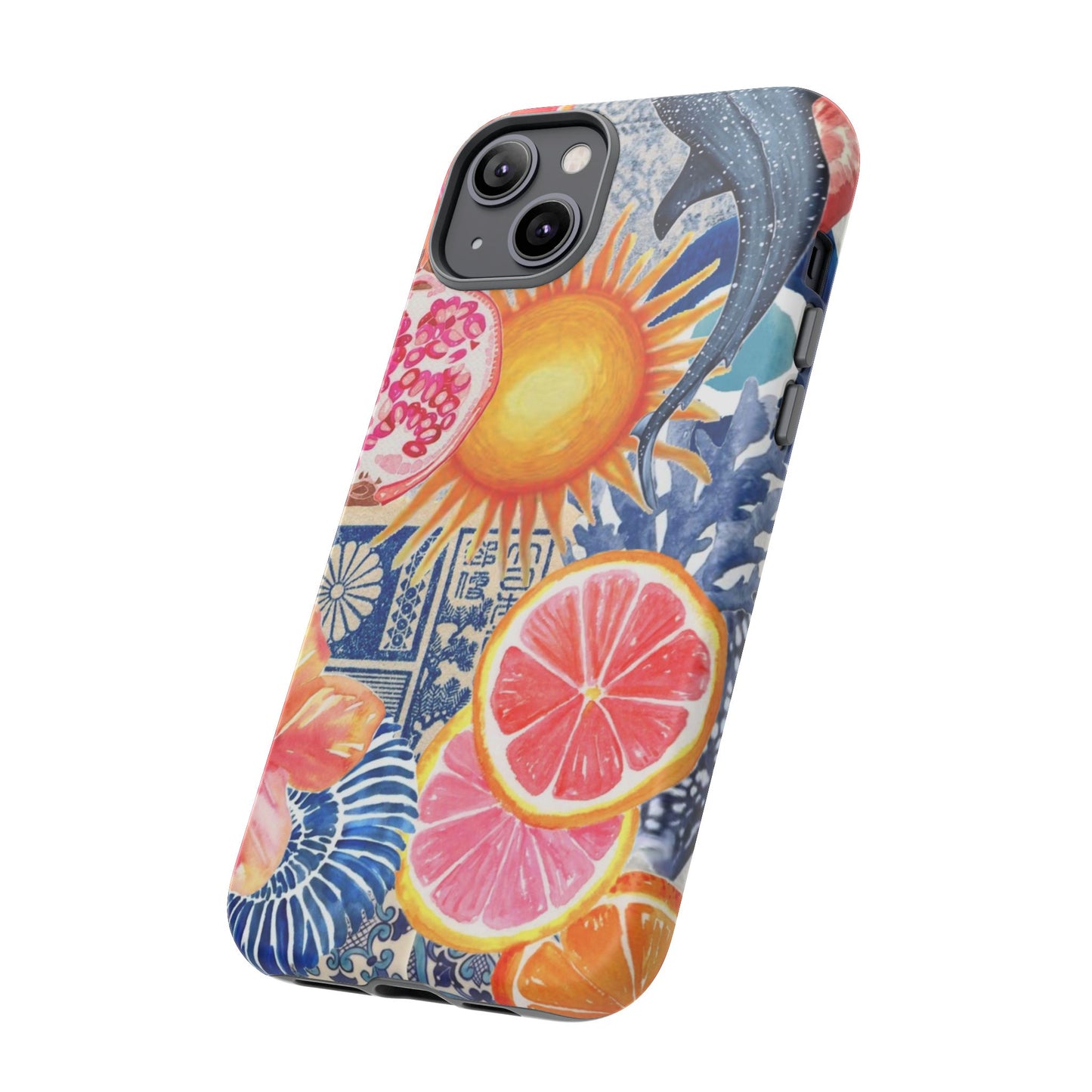 Tough Cases — Tropical Citrus Sun & Dolphin Phone Case