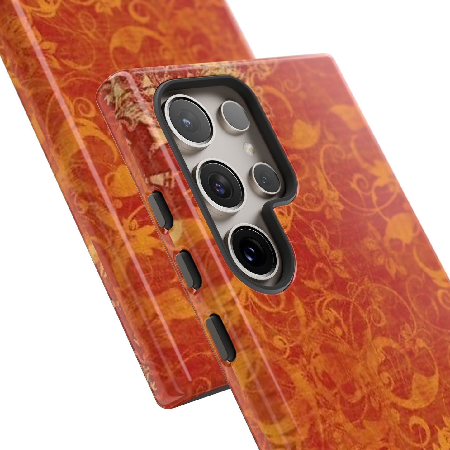 Floral Autumn iPhone Tough Case — Orange Vintage Scroll Design