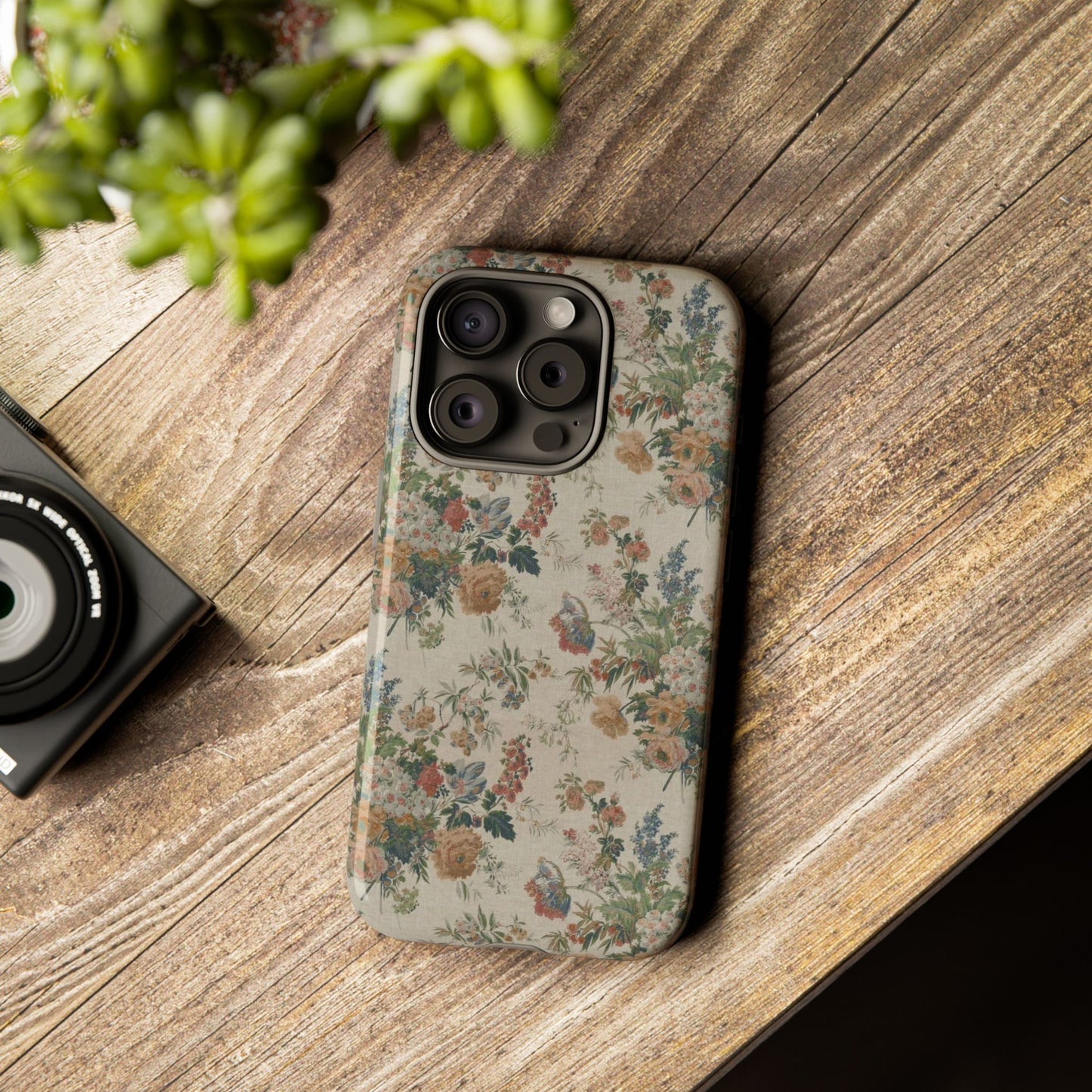 Floral Vintage Tough Phone Case – Antique Rose Pattern