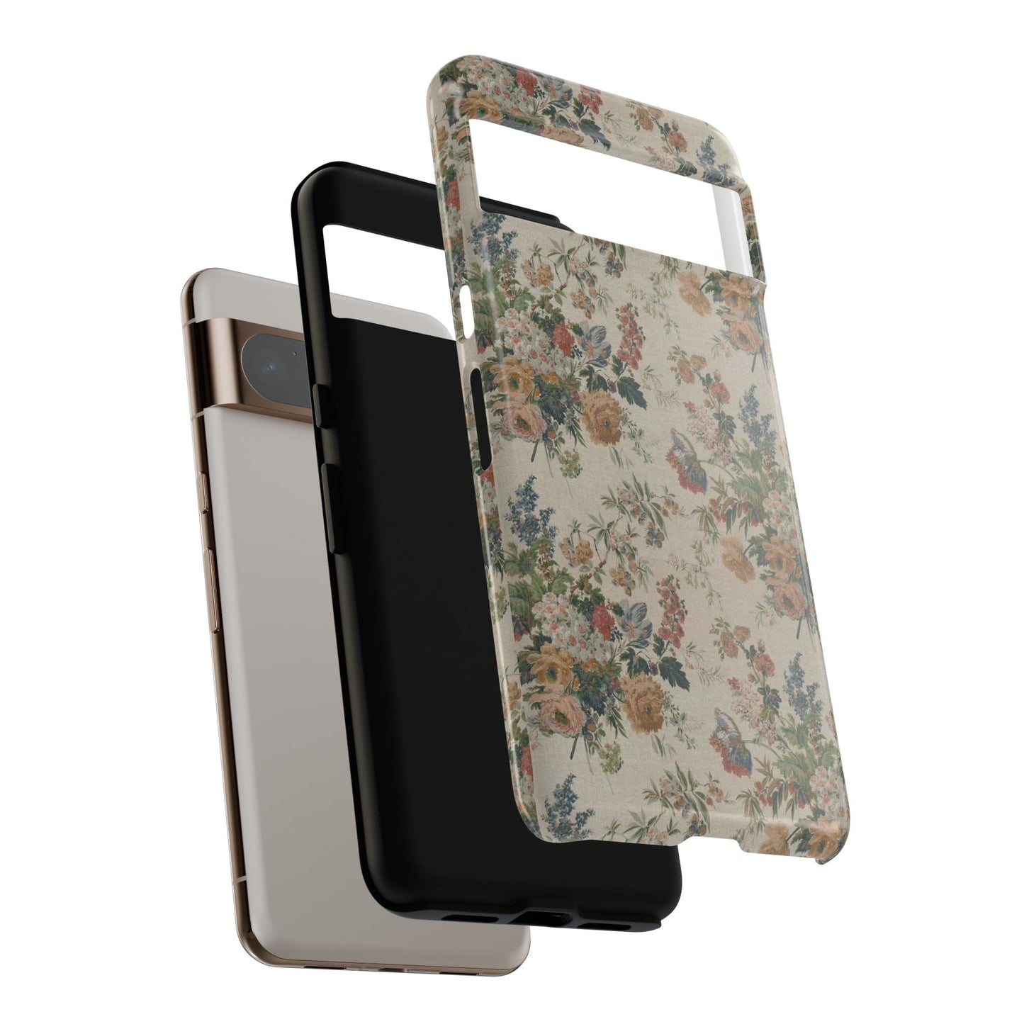 Floral Vintage Tough Phone Case – Antique Rose Pattern