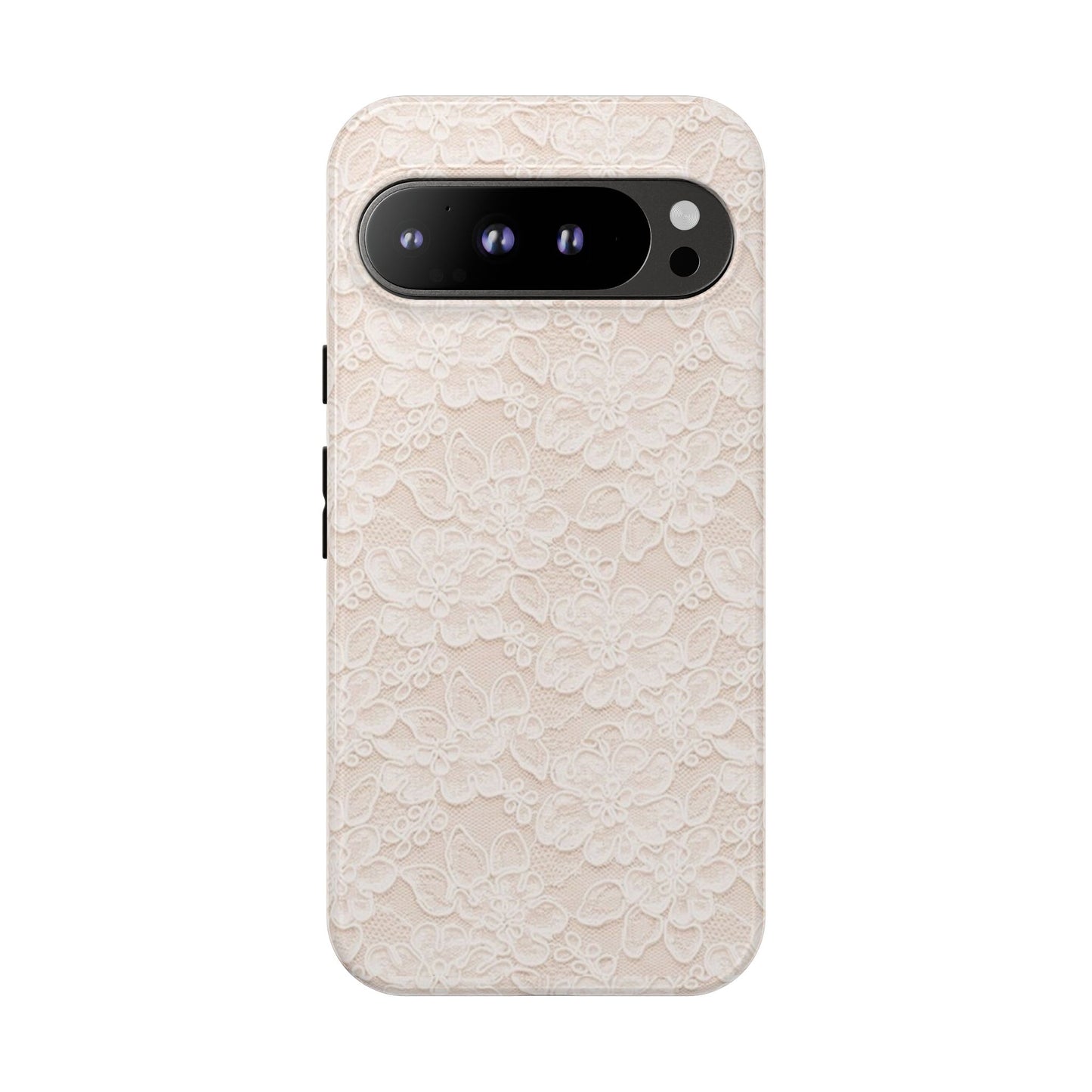 Floral Lace Tough Phone Case – Vintage Ivory Protective Cover
