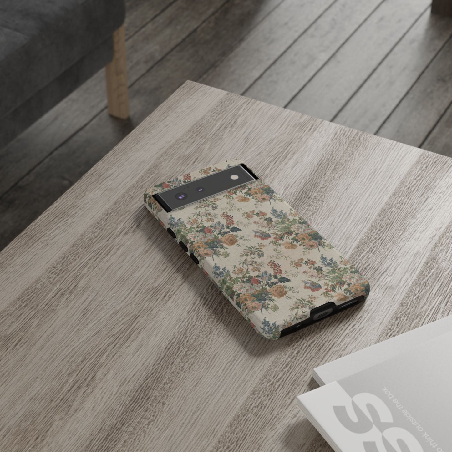 Floral Vintage Tough Phone Case – Antique Rose Pattern