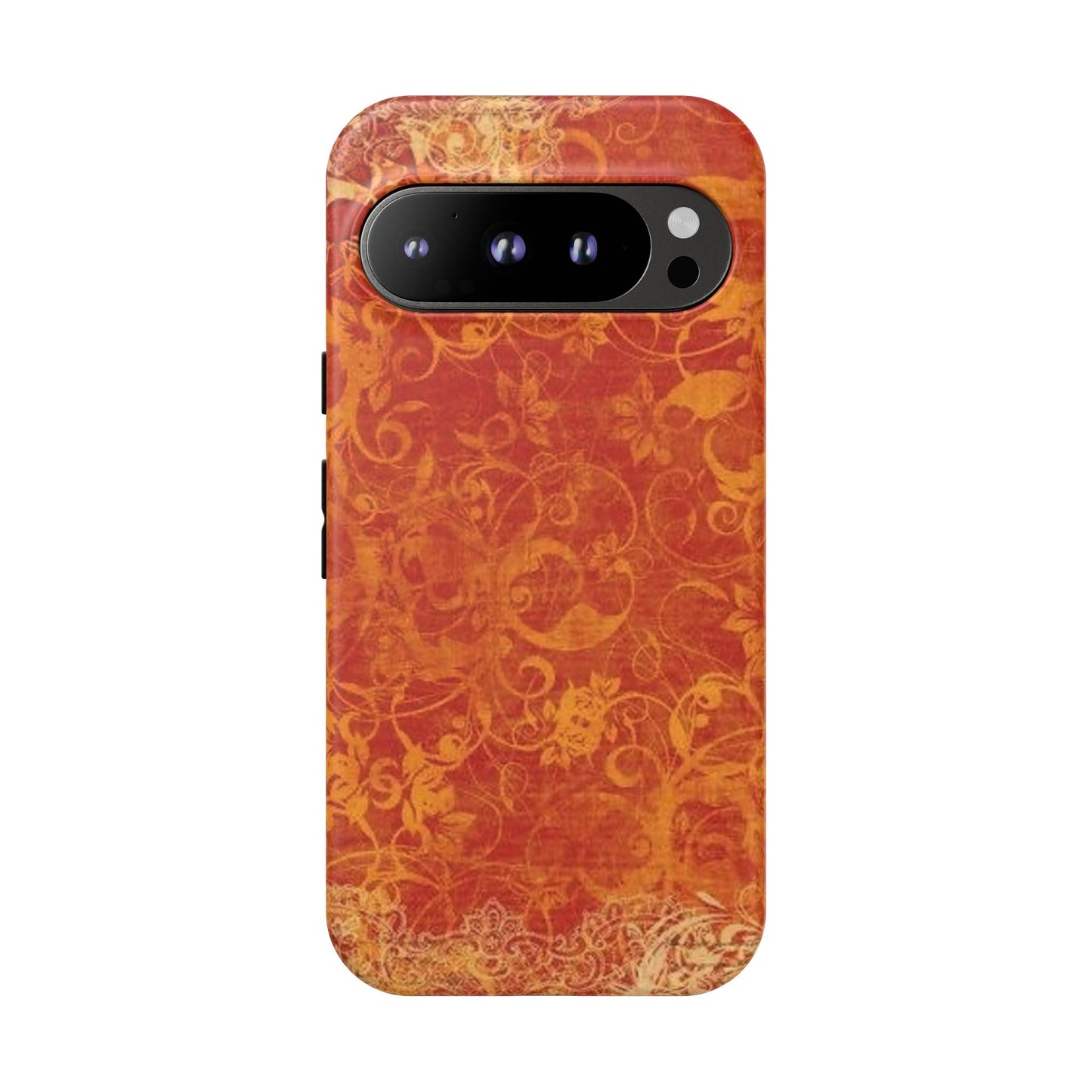 Floral Autumn iPhone Tough Case — Orange Vintage Scroll Design