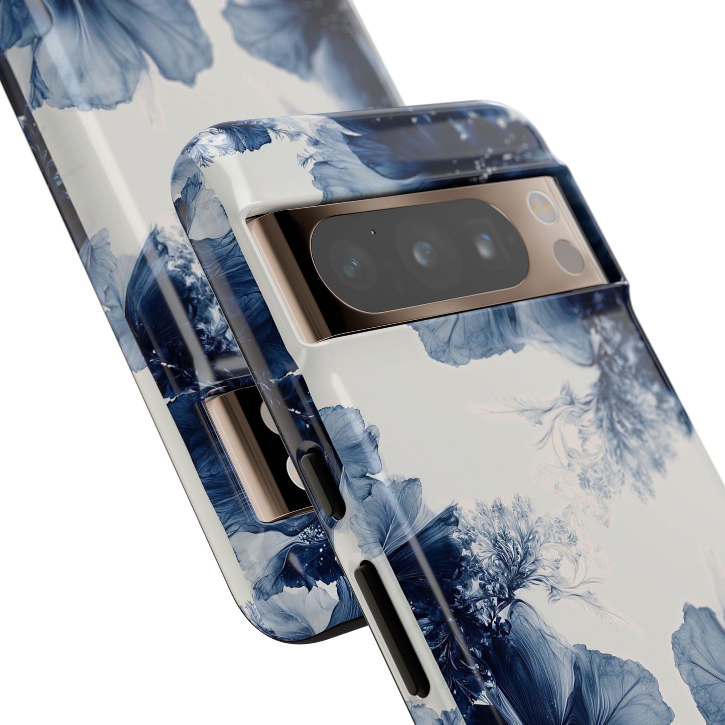 Floral Indigo Tough Phone Case — Blue Botanical Protective Cover
