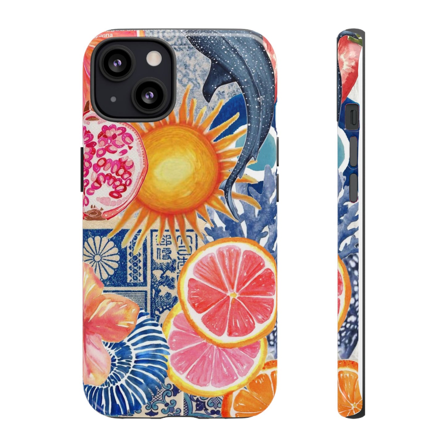 Tough Cases — Tropical Citrus Sun & Dolphin Phone Case