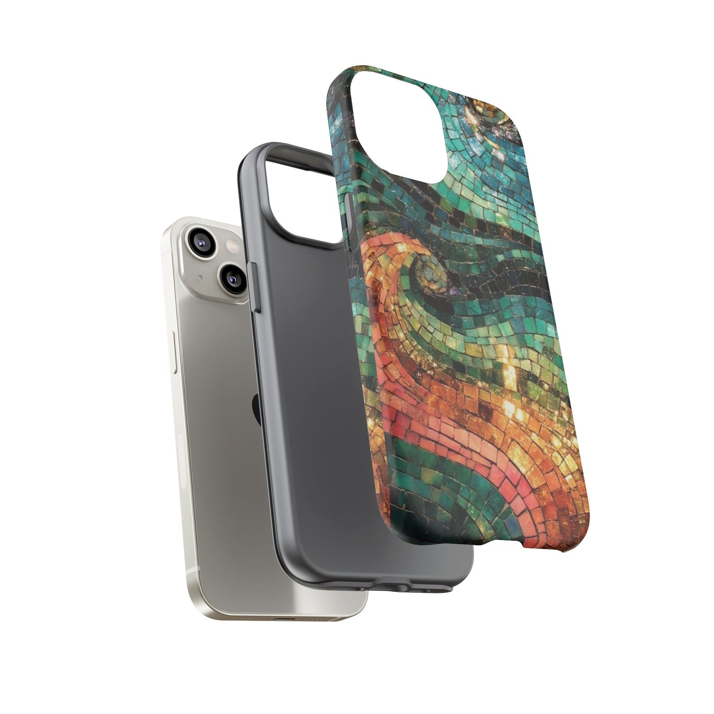Mosaic Wave Phone Case – Colorful Artistic Tile Design Tough Case