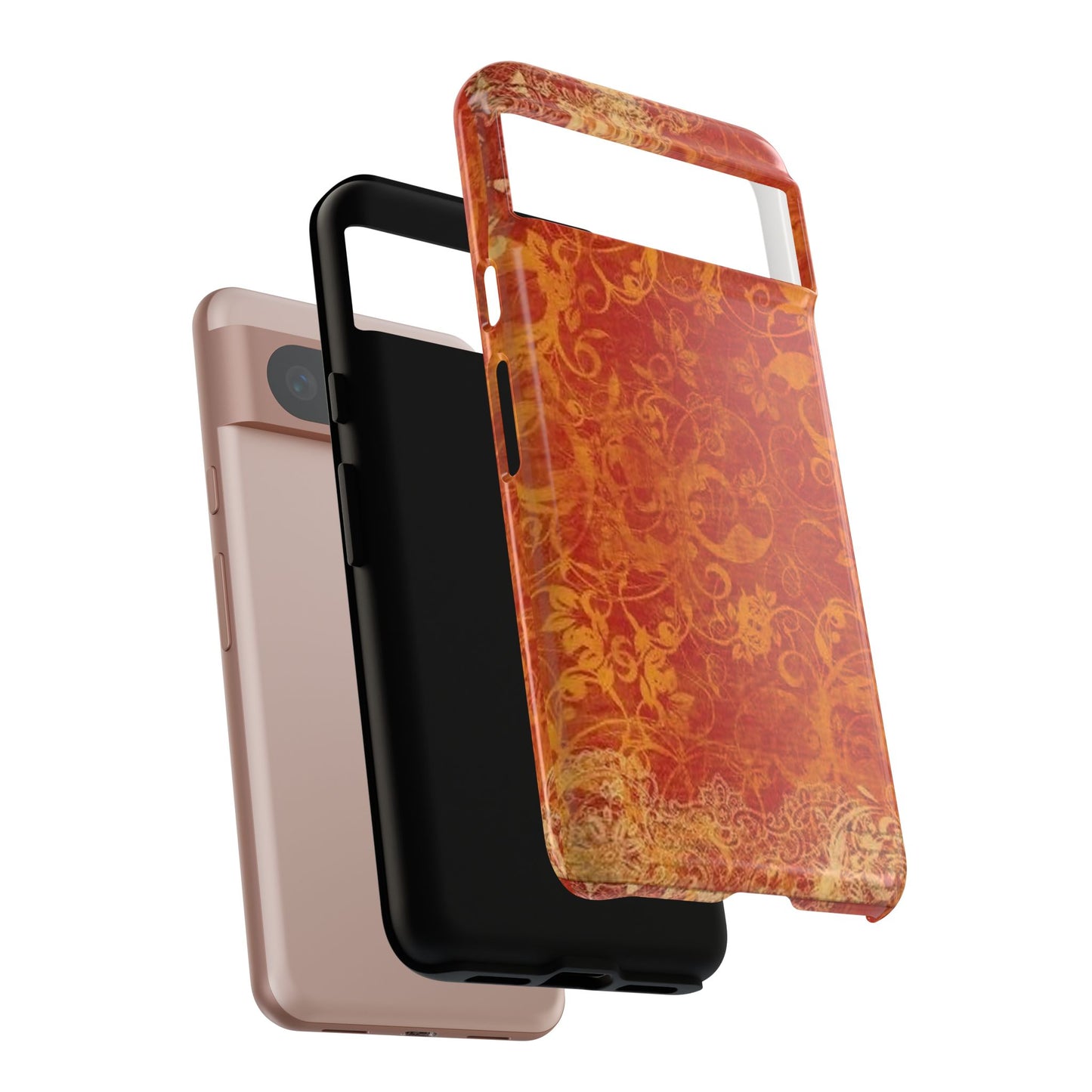 Floral Autumn iPhone Tough Case — Orange Vintage Scroll Design