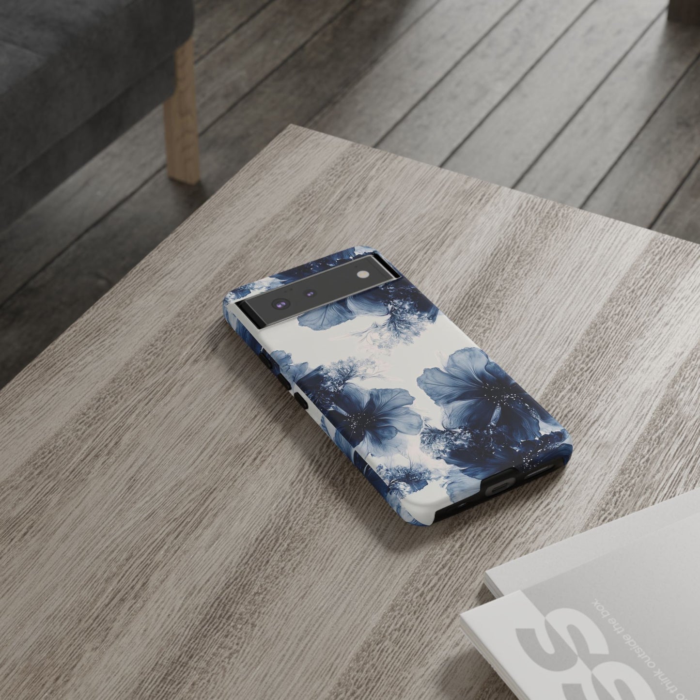 Floral Indigo Tough Phone Case — Blue Botanical Protective Cover